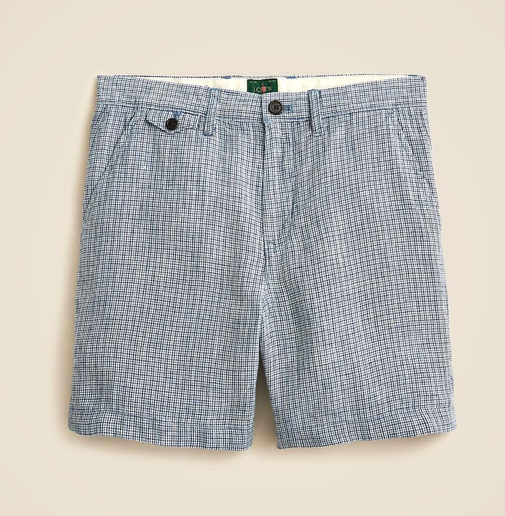 J.Crew 7" Linen Short Harold Canvas Blue Mens Preppy Vacation Regular US 38 NWT